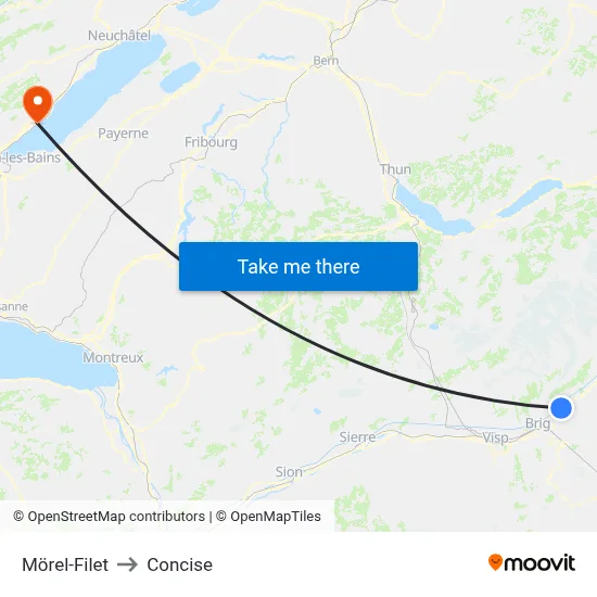 Mörel-Filet to Concise map