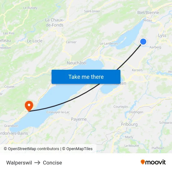 Walperswil to Concise map
