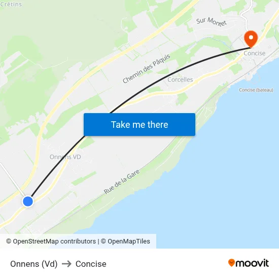 Onnens (Vd) to Concise map
