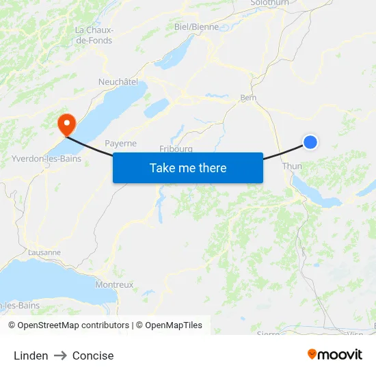 Linden to Concise map
