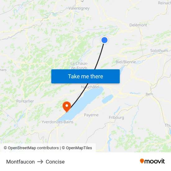 Montfaucon to Concise map