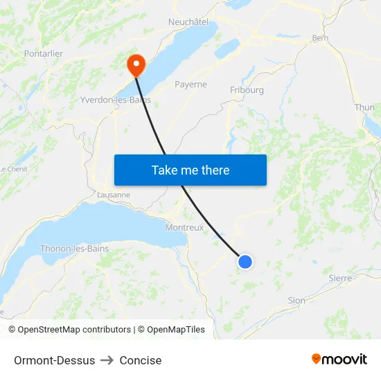 Ormont-Dessus to Concise map