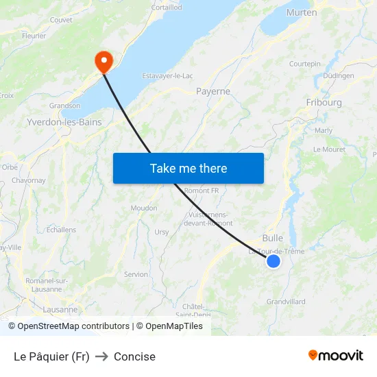 Le Pâquier (Fr) to Concise map