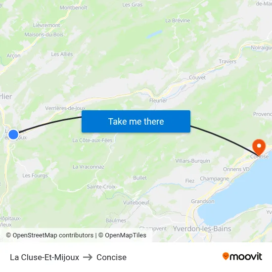 La Cluse-Et-Mijoux to Concise map