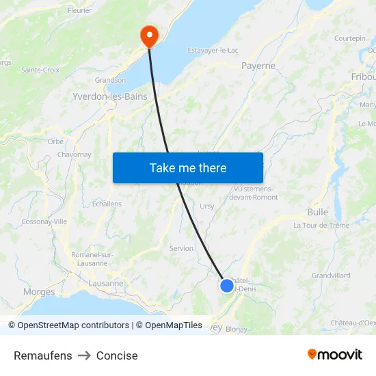 Remaufens to Concise map