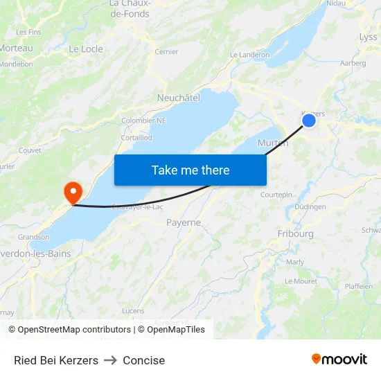 Ried Bei Kerzers to Concise map