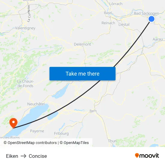 Eiken to Concise map