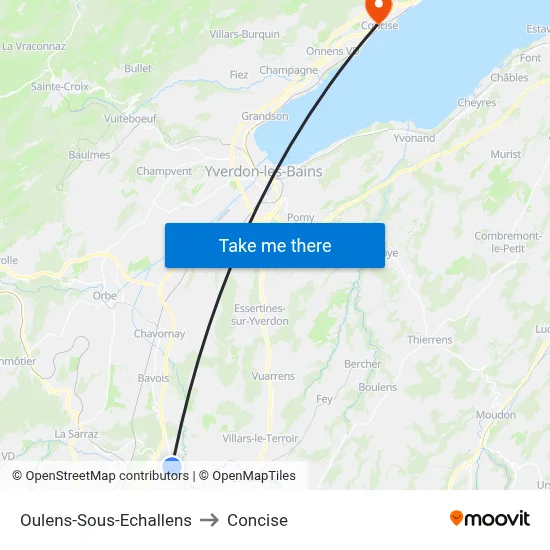 Oulens-Sous-Echallens to Concise map
