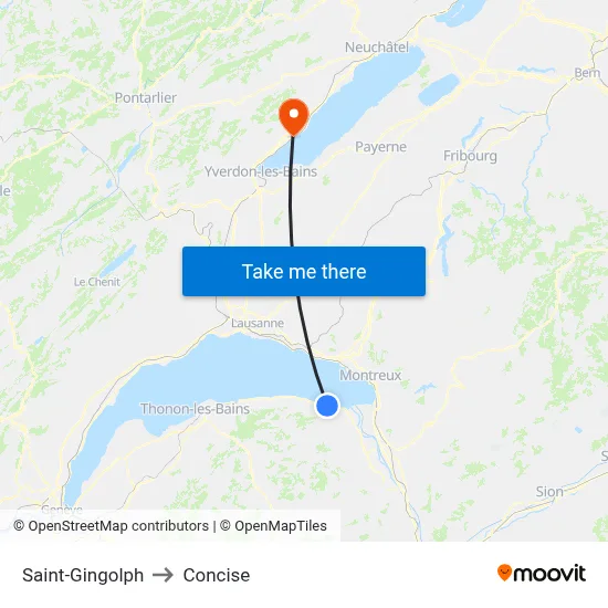 Saint-Gingolph to Concise map