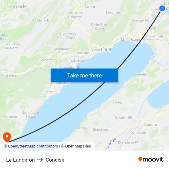 Le Landeron to Concise map