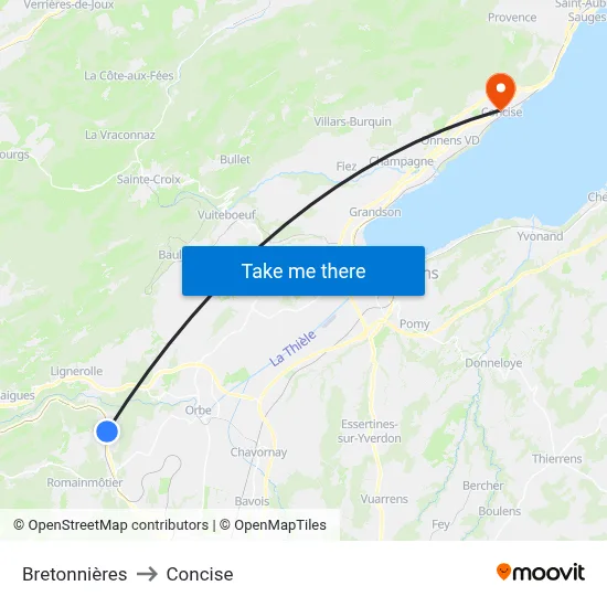 Bretonnières to Concise map