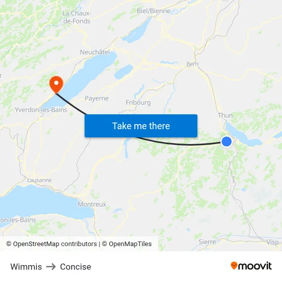 Wimmis to Concise map