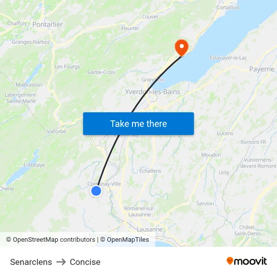 Senarclens to Concise map