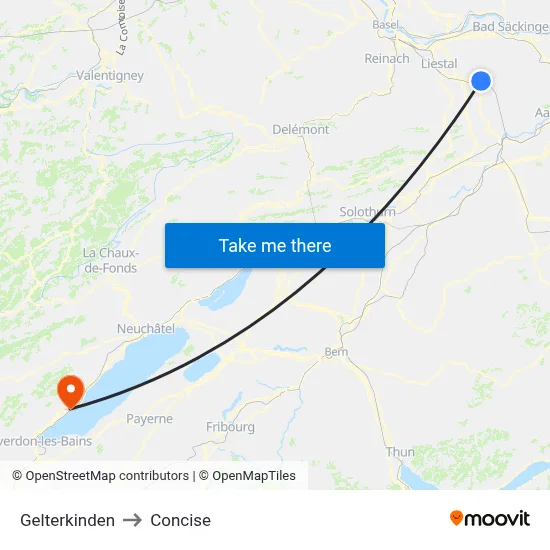 Gelterkinden to Concise map