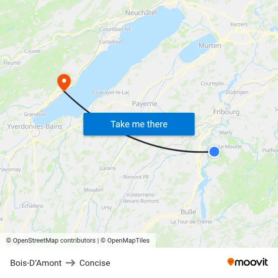 Bois-D’Amont to Concise map