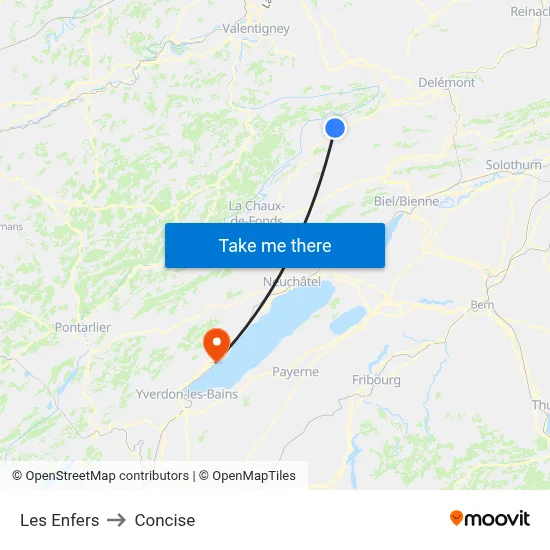 Les Enfers to Concise map