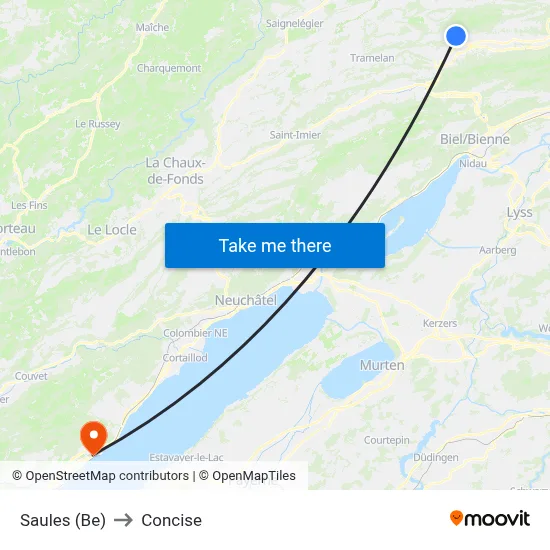 Saules (Be) to Concise map