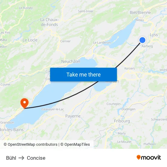 Bühl to Concise map