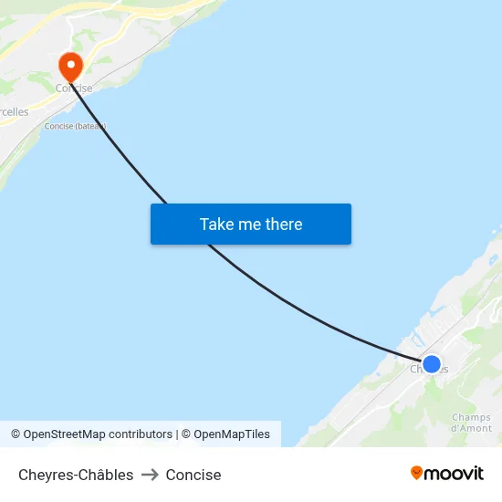Cheyres-Châbles to Concise map