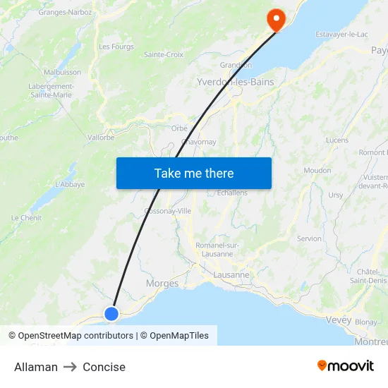 Allaman to Concise map