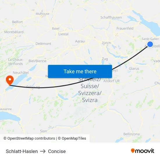 Schlatt-Haslen to Concise map