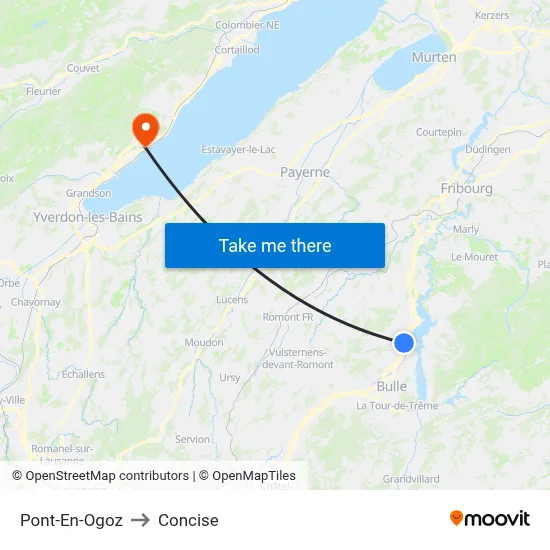 Pont-En-Ogoz to Concise map