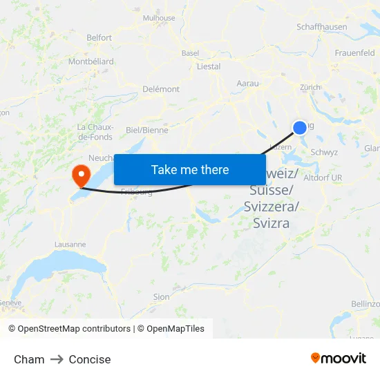 Cham to Concise map