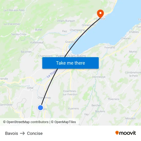 Bavois to Concise map