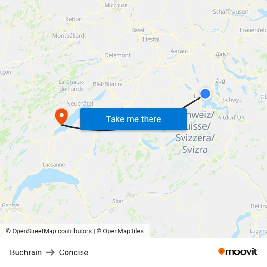 Buchrain to Concise map