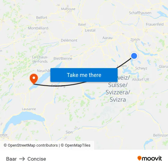 Baar to Concise map