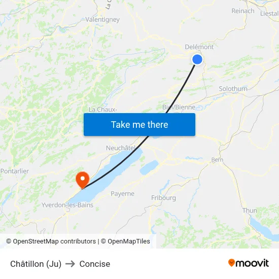 Châtillon (Ju) to Concise map
