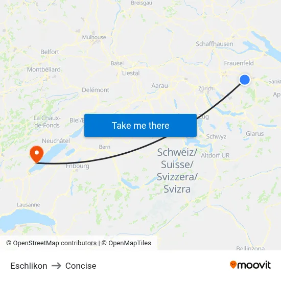 Eschlikon to Concise map