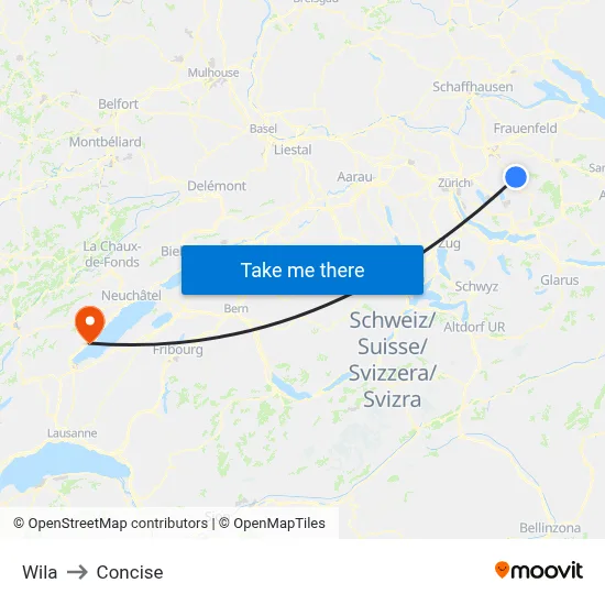 Wila to Concise map
