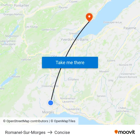 Romanel-Sur-Morges to Concise map