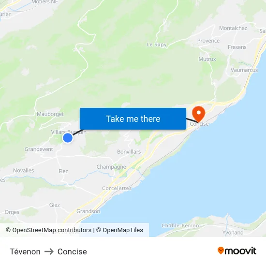 Tévenon to Concise map