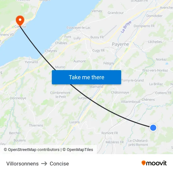 Villorsonnens to Concise map