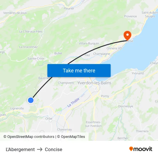 L'Abergement to Concise map