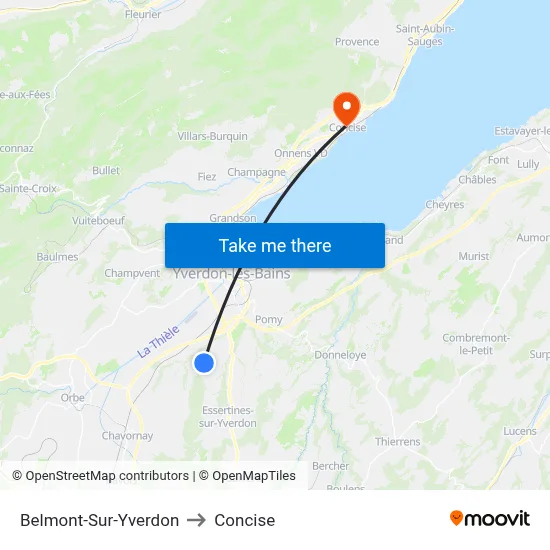 Belmont-Sur-Yverdon to Concise map