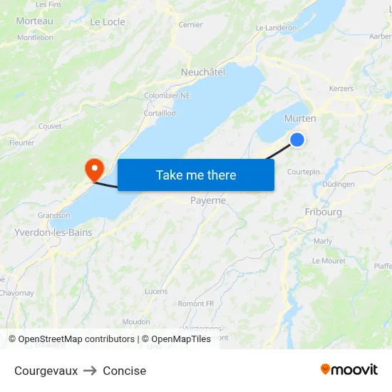 Courgevaux to Concise map