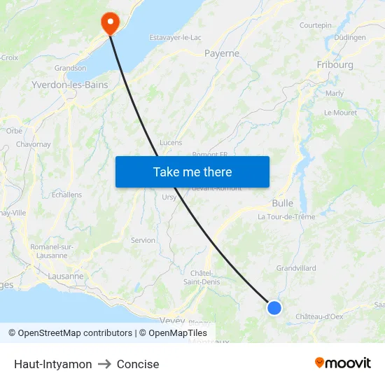 Haut-Intyamon to Concise map