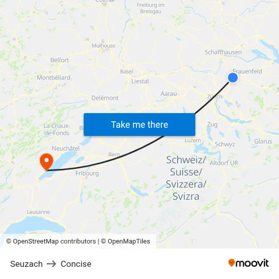 Seuzach to Concise map