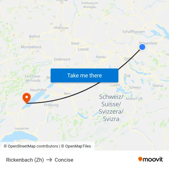 Rickenbach (Zh) to Concise map