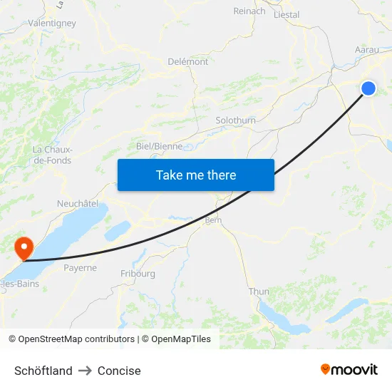 Schöftland to Concise map