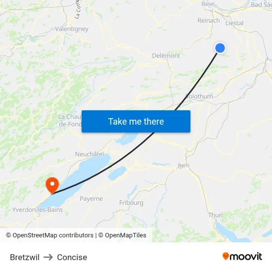 Bretzwil to Concise map