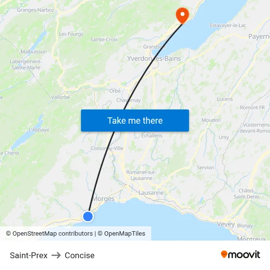 Saint-Prex to Concise map
