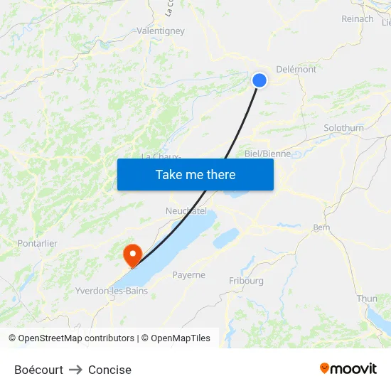 Boécourt to Concise map
