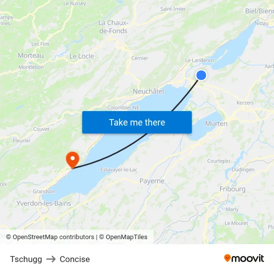 Tschugg to Concise map