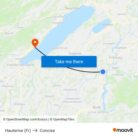 Hauterive (Fr) to Concise map
