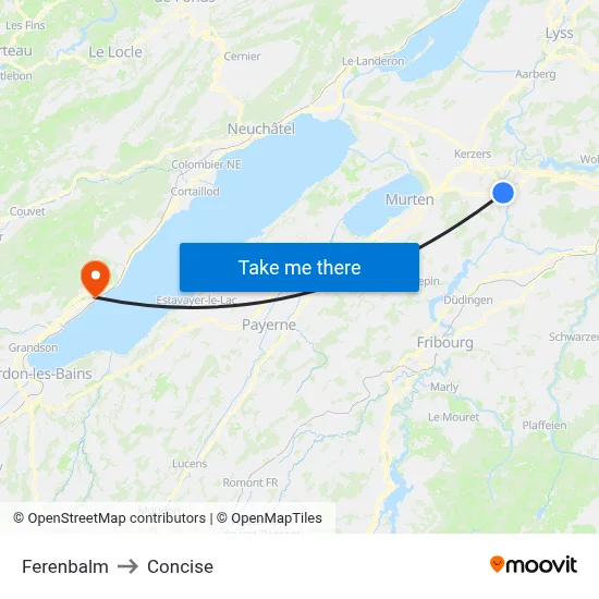 Ferenbalm to Concise map