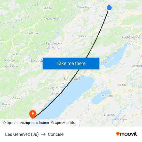 Les Genevez (Ju) to Concise map